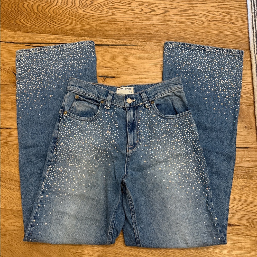 We The Free TINSLEY BAGGY HIGHRISE
STRAIGHT LEG Rhinestone Jeans, Size: 26